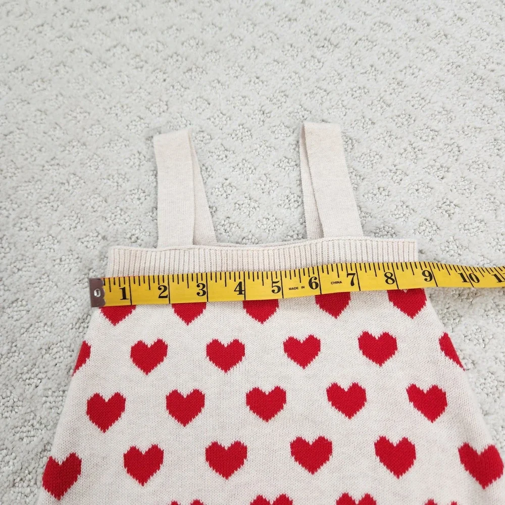 Baby Girl Knit Heart Romper size 3-6M Valentine's Day Sunsuit‎